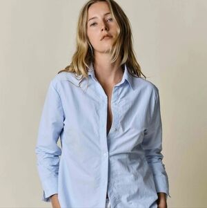 Women's Club Monaco Light Blue Casual Denim slim Fit Button Down Shirt - XS